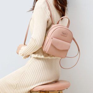 Small Vegan Leather Crossbody Versatile Backpack